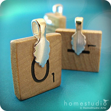 Memorial Day Sale: Petal Pop (Black) - a pendant charm made with a wood Scrabble tile game piece