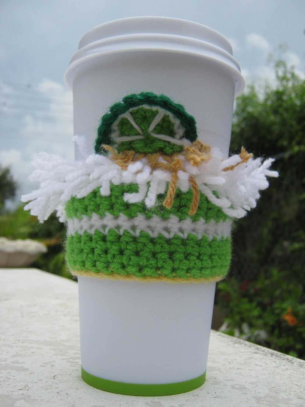 Key Lime Pie Coffee Cozy by PinkFrog4U on Etsy from etsy.com