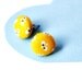 Buy 3 get 4th free - yellow, black and white button earrings