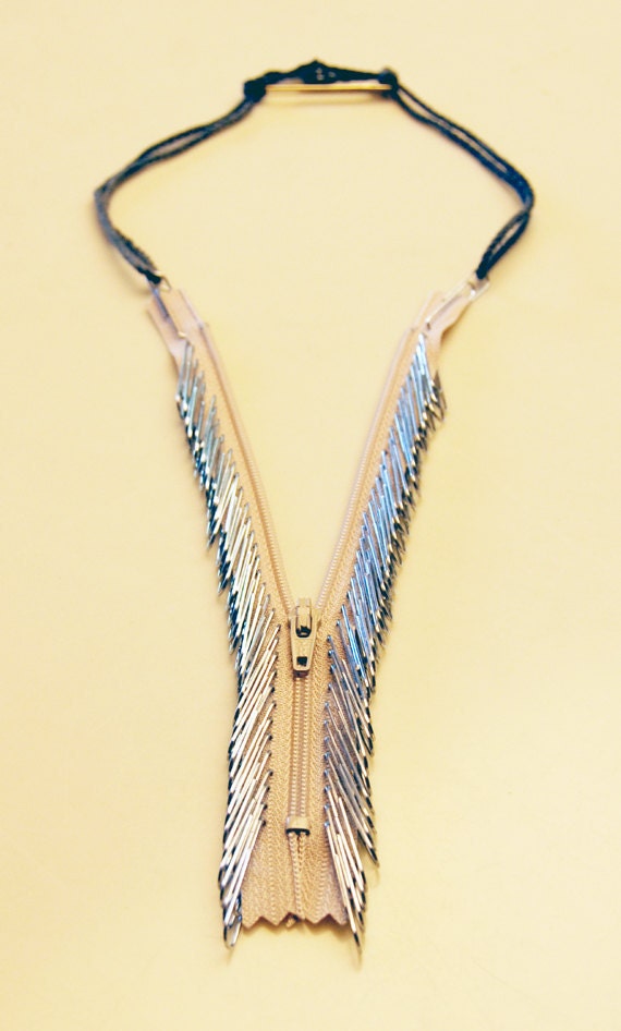 original hand assembled paperclip zipper necklace