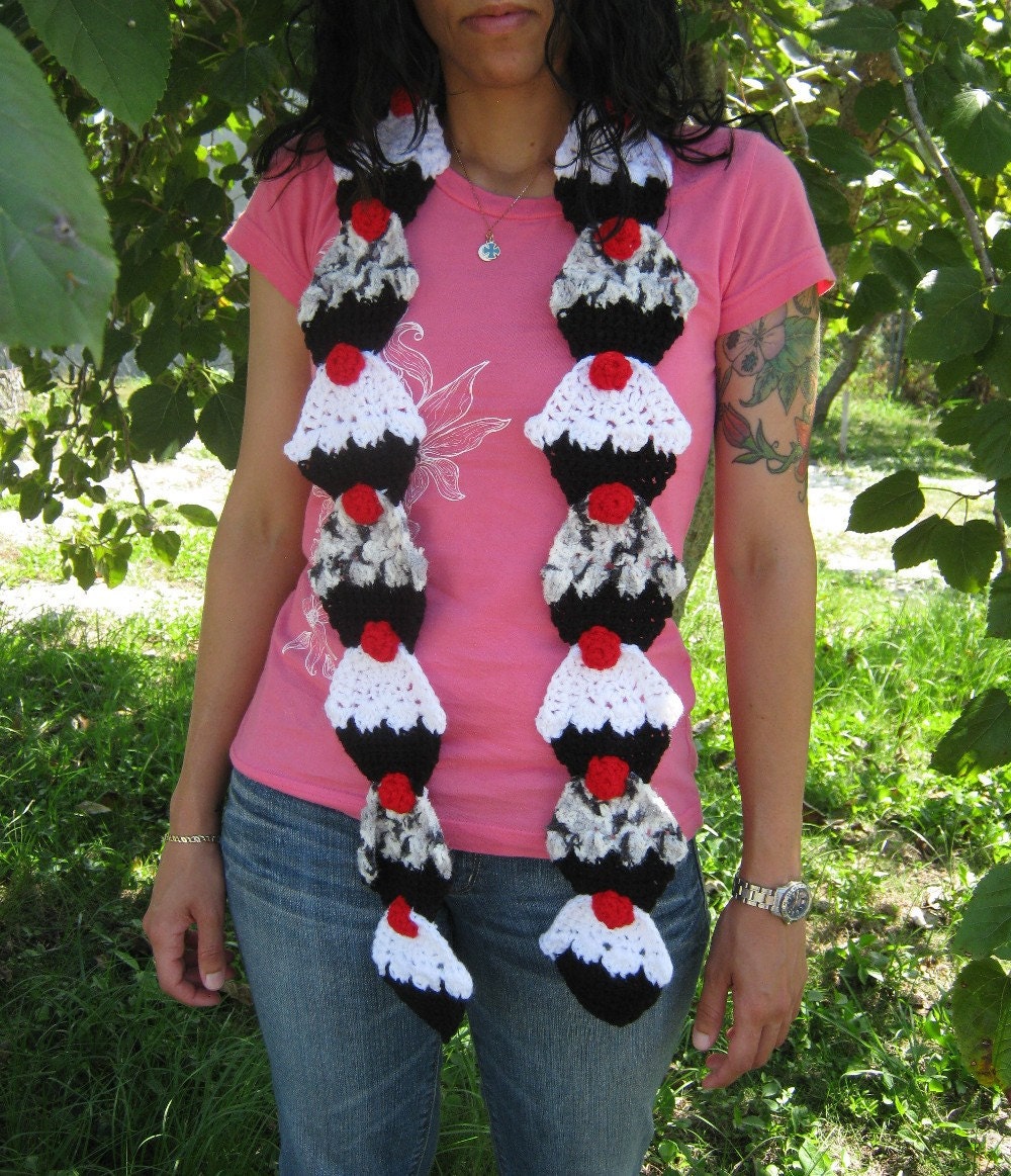 Oreo Cupcake Crochet Scarf by PinkFrog4U on Etsy from etsy.com