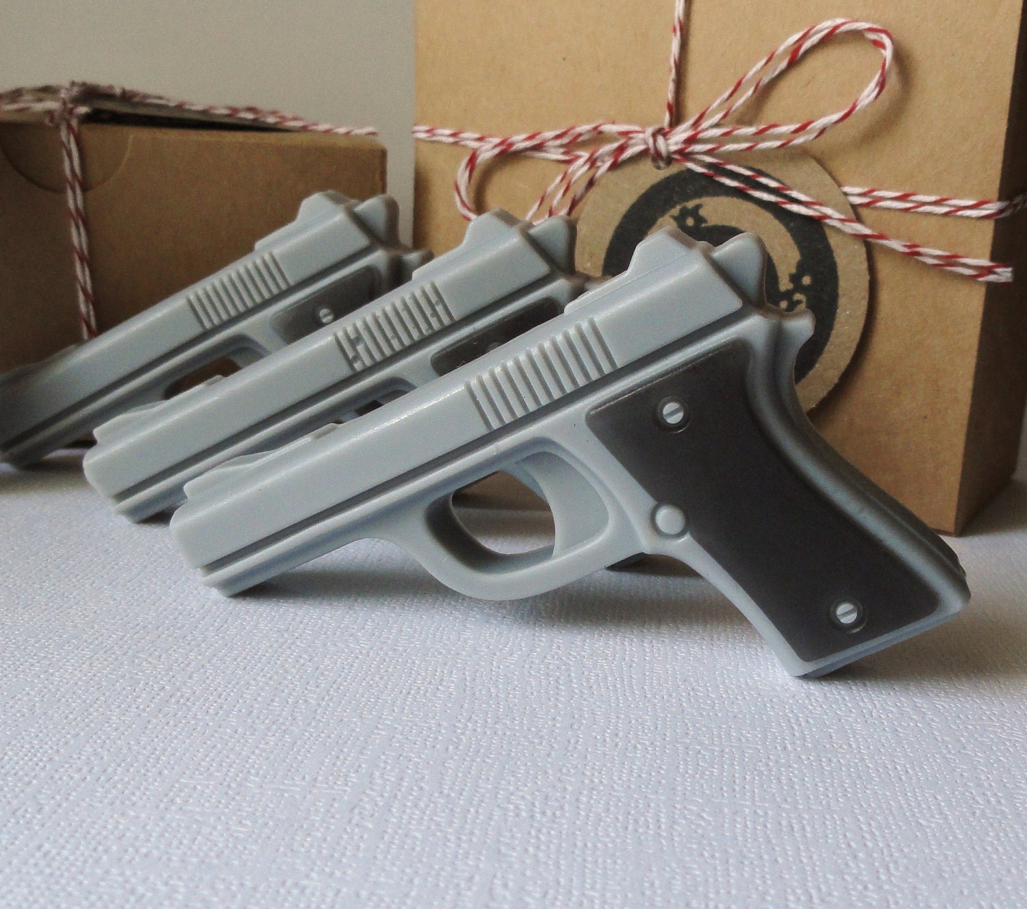 SOAP-Target Practice-Mini Pistol Box Set of 4-Goat's Milk and Glycerin  Soap-Scented Black for Men