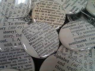 2 Vintage Dictionary Custom Buttons