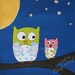 Owls in the Moonlight 8x8 Mixed Media Print