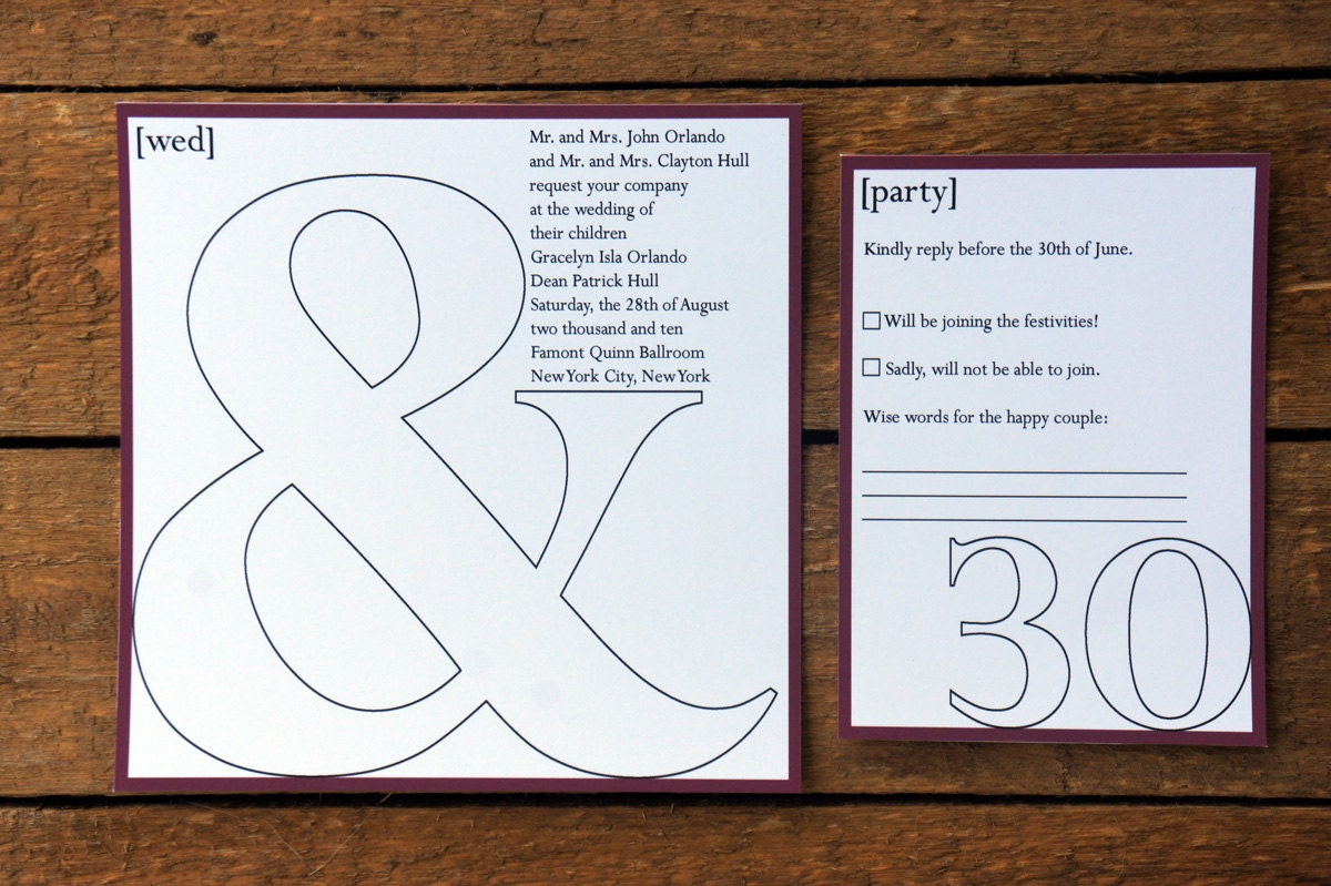 Typographic Wedding Invitations (set of 100)
