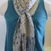 Handwoven Silver and Gray Checkered Scarf - Daw 25