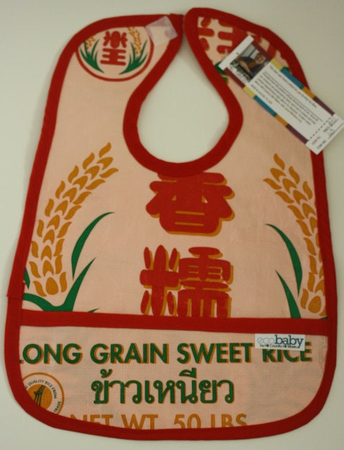 Rice-cycled Reversible Baby Bib with Pocket - Hser 63