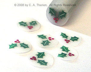 Holly and Berries Fimo Nail Art / Scrapbooking Slices