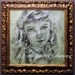 Original Charcoal on Canvas Framed Lillian Gish - Silent Movie Stars Large 24 by 24 inch by Ginette