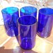 ON SALE 4 Recycled Cobalt Blue Skyy Bottle Tumblers 5 Inch Upcycled and Repurposed Eco Friendly Housewares