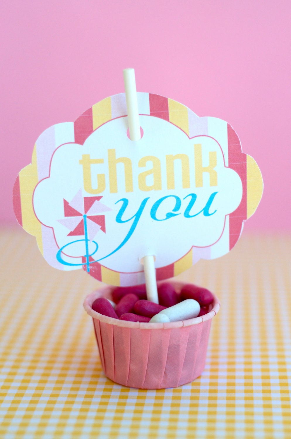 Pinwheel Party PRINTABLE DIY Birthday Thank You Tag from Love The Day