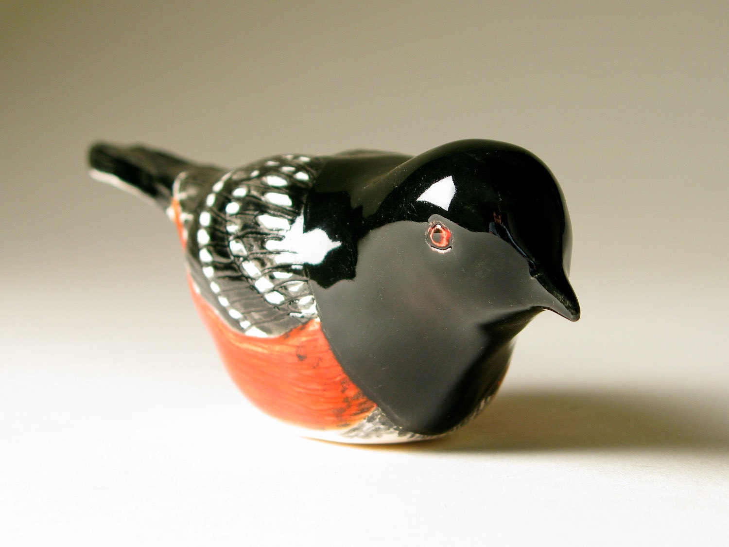 Pottery Bird Sculpture Hand Formed Spotted Towhee Pottery Bird Sculpture Hand Formed Spotted Towhee