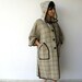 Vintage Cream and Coal Square Button-Up Hooded Cape-Coat