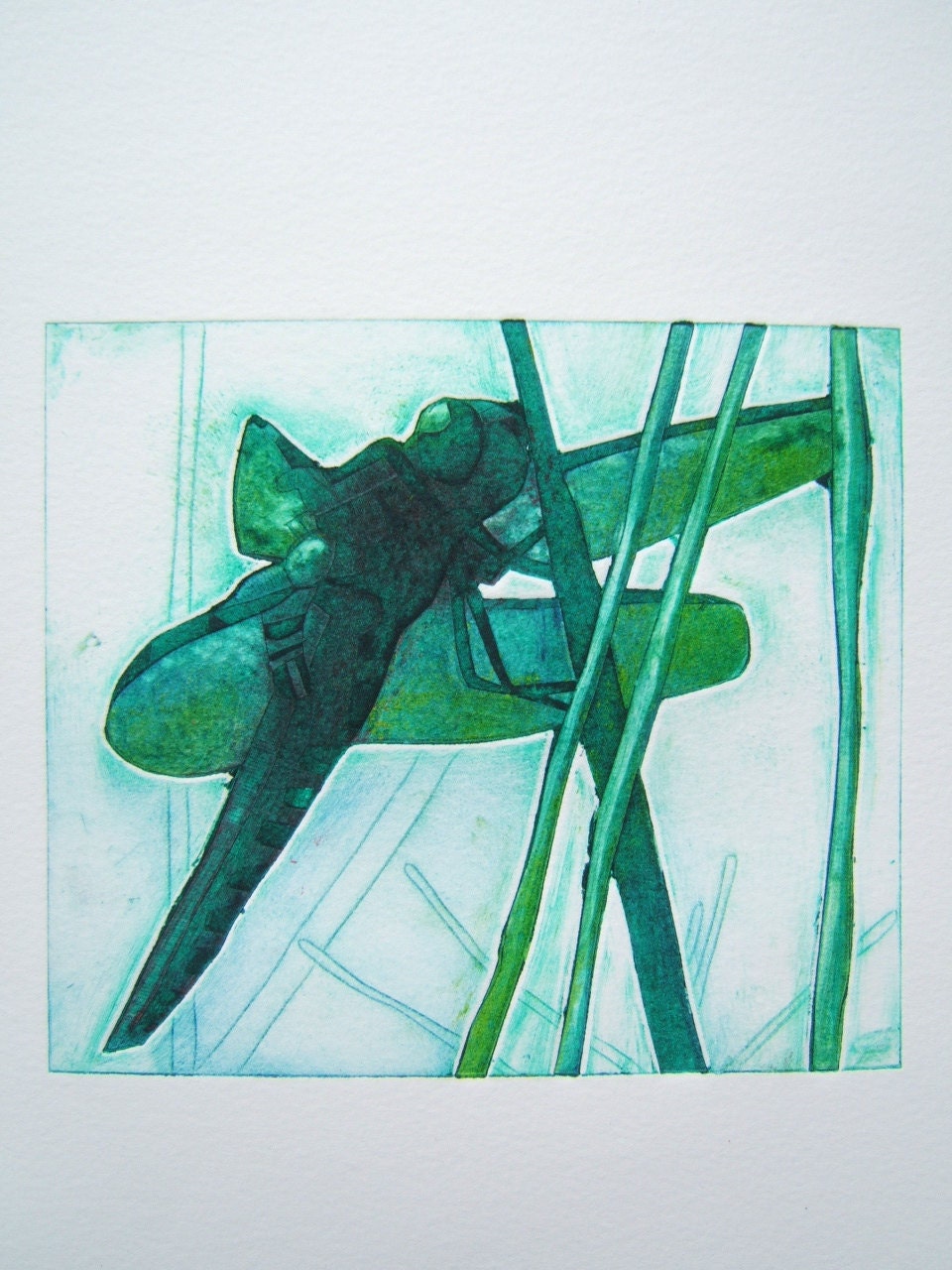 Dragon Fly II (Original Collagraph and Dry Point Hand Pulled Artist Print)