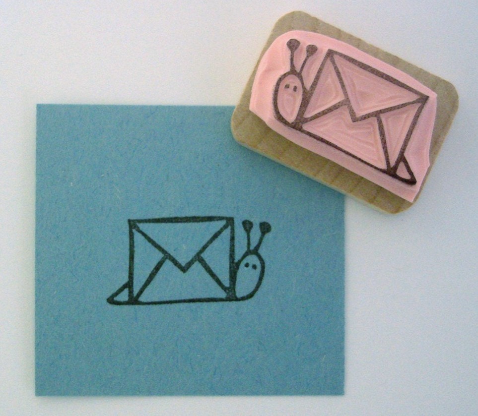 Snail Mail Hand Carved Rubber Stamp
