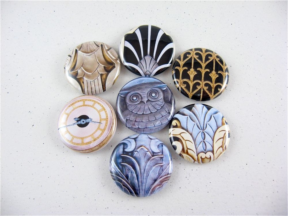 7 Architectural Steampunk Magnets / great for men - fits magnabilities