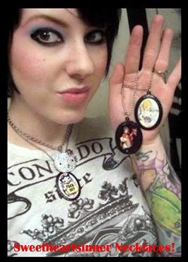 Comic Pulp Magazine Pinup Gal Stuck inside this magical pendant where she will hang as your captive slave around your neck Pendant necklace
