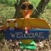 Welcome sign for garden or pool,  "Life guard duck", Made of Red Ceder and hand painted