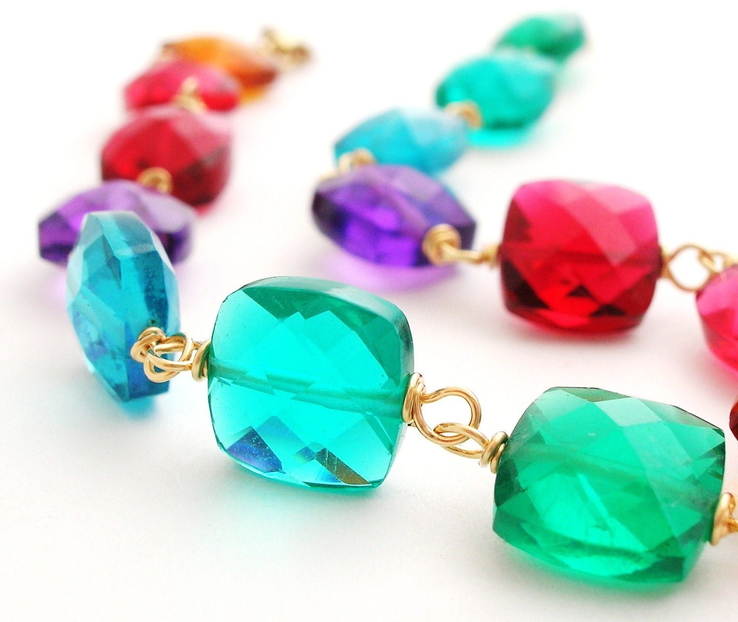 Rainbow Bracelet multicolor quartz squares handmade by bluebirdss from etsy.com