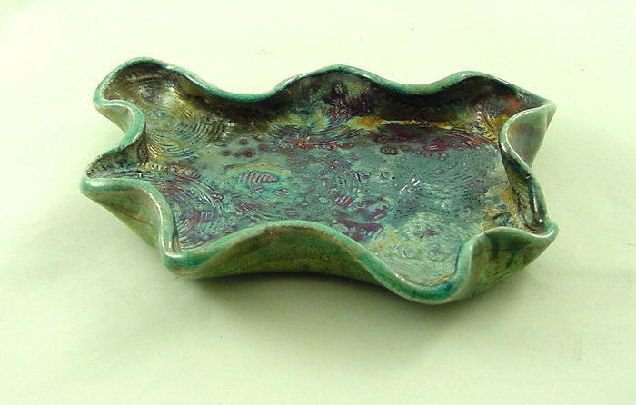 RAKU Undulating LABYRINTH Dish Handmade Pottery