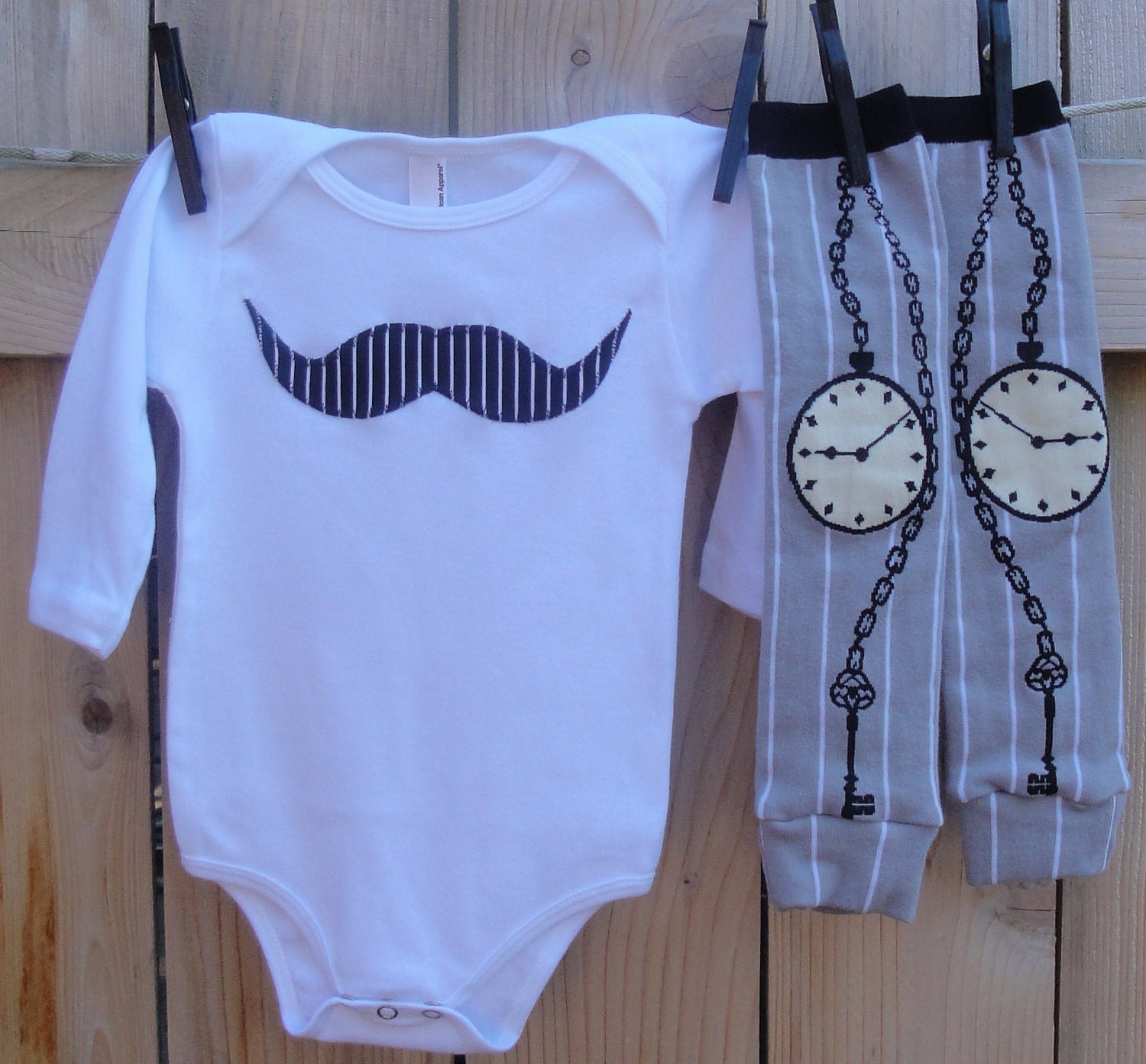 LITTLE MISTER MOUSTACHE-2pc onesie and leg warmer set-White, Red or Black-3/6,6/12,12/18,18/24 mo-Long or Short sleeve-you pick applique