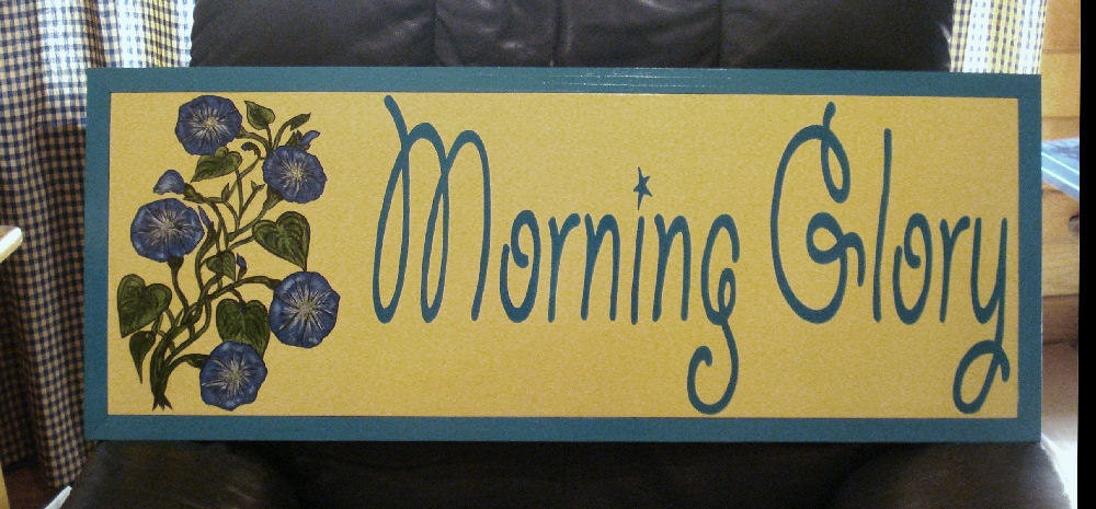 Morning Glory Custom Wood Sign. Handmade, Hand Painted Wood Sign