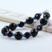 Black Blue Bracelet Beaded Swarovski Crystal Sterling Lobster Clasp