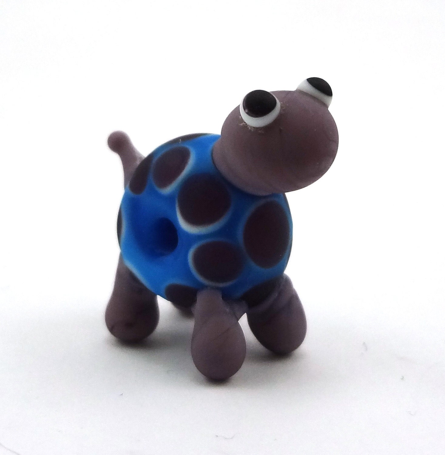 Purple and Blue Turtle Lampworked Glass Figurine Bead