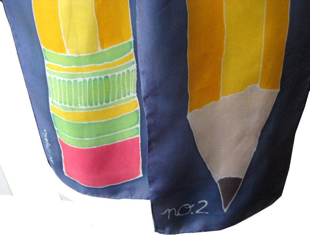 silk scarf  - pencil - hand painted