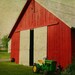 Midwestern Red Barn with John Deere in Front 8x10 Metallic Print