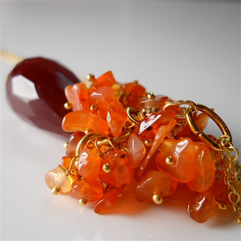 Autumn Spessartite Garnet  Pendant Necklace by YOURDAILYJEWELS