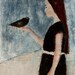 Girl holding bird in hand original painting - She Was the Only One