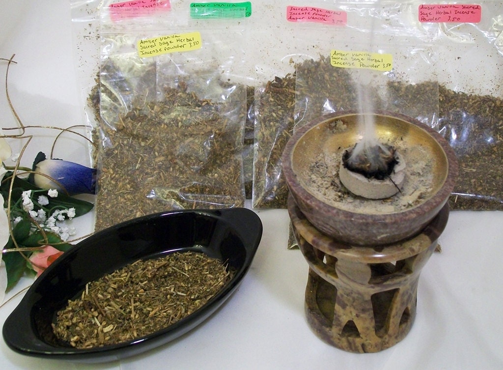 Amber Vanilla Herbal Sacred Sage Incense Powder