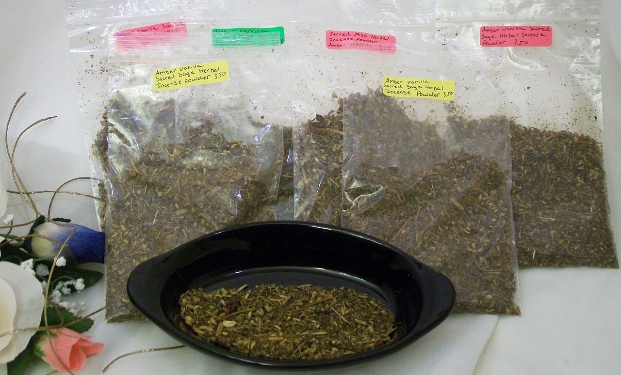 Amber Vanilla Herbal Sacred Sage Incense Powder