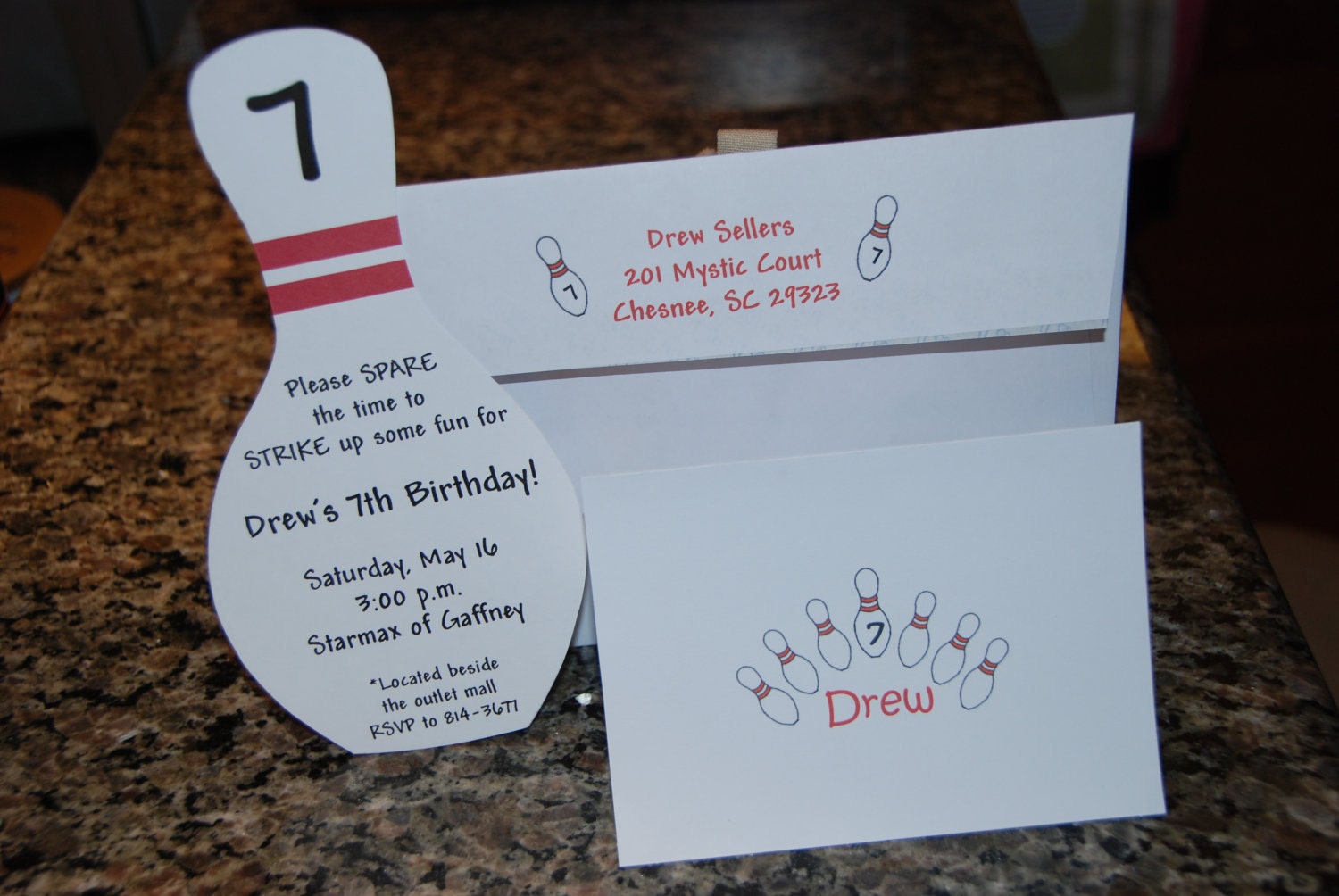 DIY Custom Personalized Bowling Party  Birthday Inviations