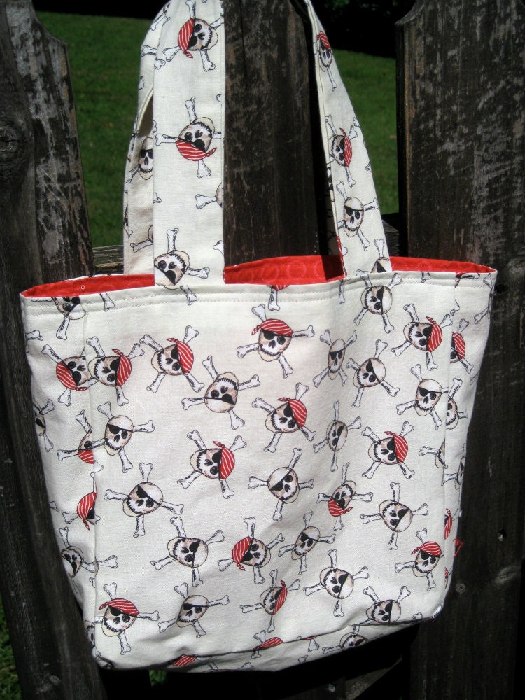 Cream and Red Pirate Halloween Trick-or-Treat Bag