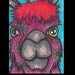 Original ACEO Alpaca Purple Red OOAK Copic Marker Drawing