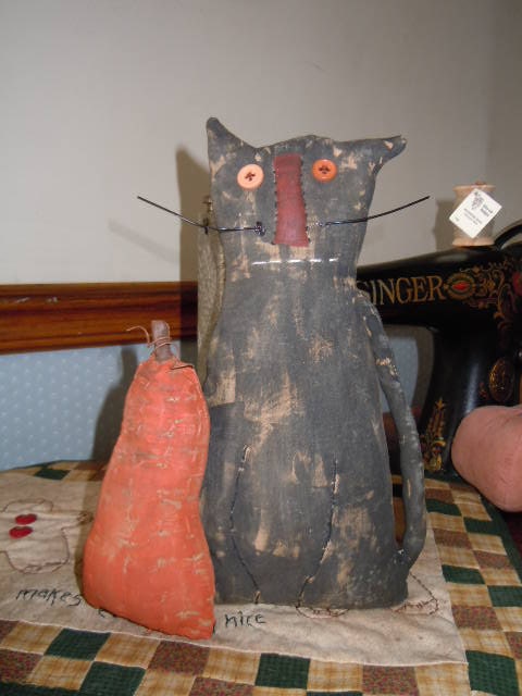 Primitive Fred Cat and Pumpkin