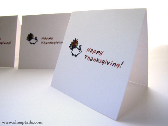 Happy Thanksgiving - Sheeptails - Blank Mini Cards (6)