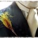 Yellow Feathered Boutonniere / Lapel Pin