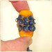 Handmade Lampwork Glass Bead in Pumpkin and Blue - Focal Art Bead - SRA - Blueberries $7.99