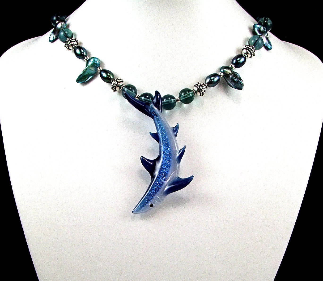 Borosilicate Glass Shark Necklace - N213A