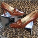 Peaked Vamp Lizard Pumps Vintage 70's Palizzio Heels Sz 8.5 AA  2.5" Heel Shoes