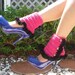 Gothic Lolita Ankle Warmers in Berry Pink and Black by PinkFrog4U from etsy.com