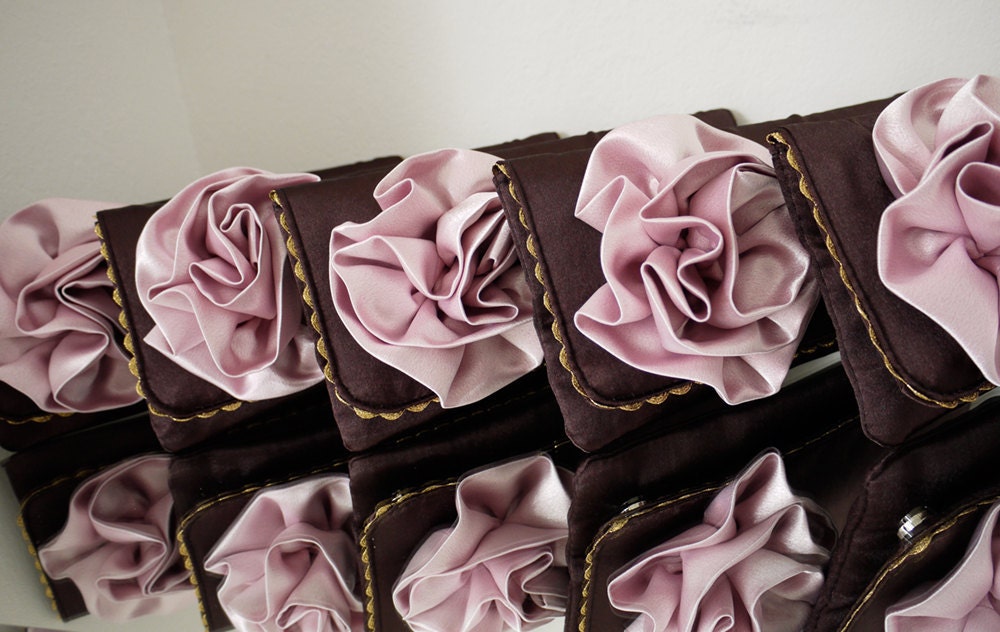 Bridesmaids clutches and gifts custom made in a color scheme of your choice