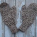 Handknit wool mittens, Brown and white Adult Medium SALE