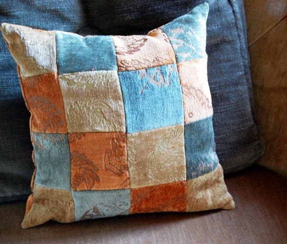 Velour Patchwork Pillow "Fall Squared Up"