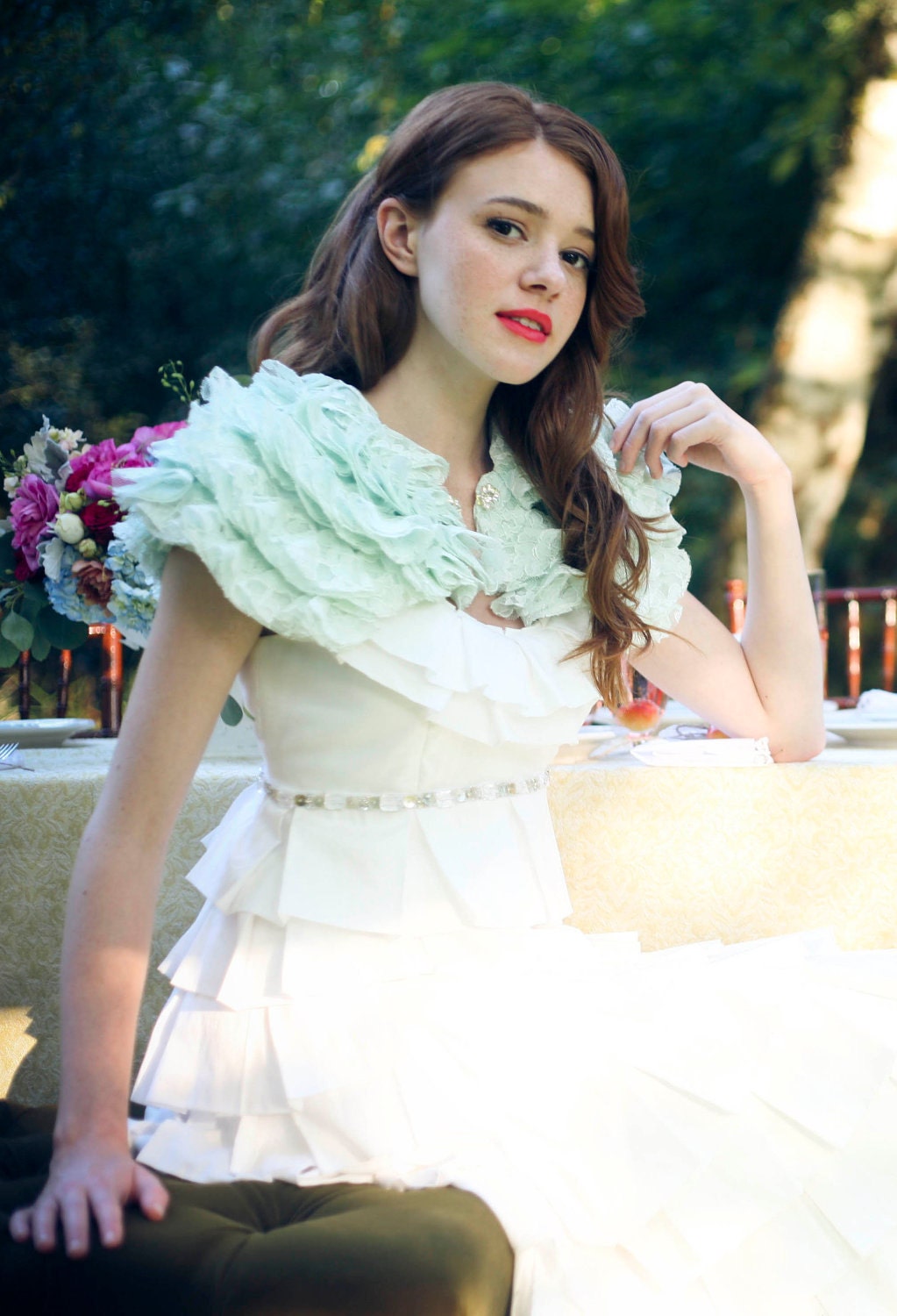 Made to Order Lace Bridal Wedding Capelet Shrug. The Perfect Wedding Dress Accessory. You Pick the Color.