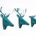 set of 3 faux deer head, faux taxidermy , greeting card, turquoise