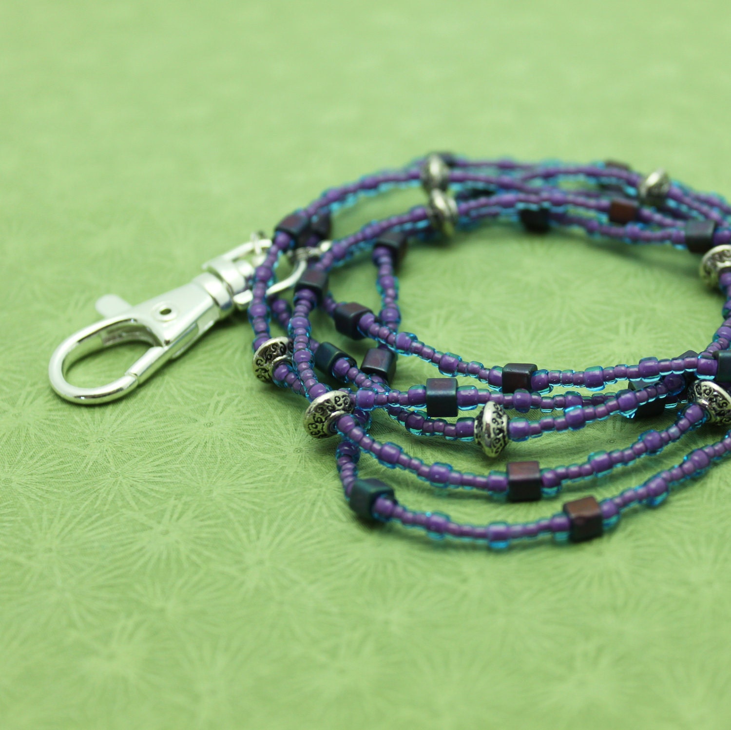 Pressed and Czech Glass ID Holder- Clip Style